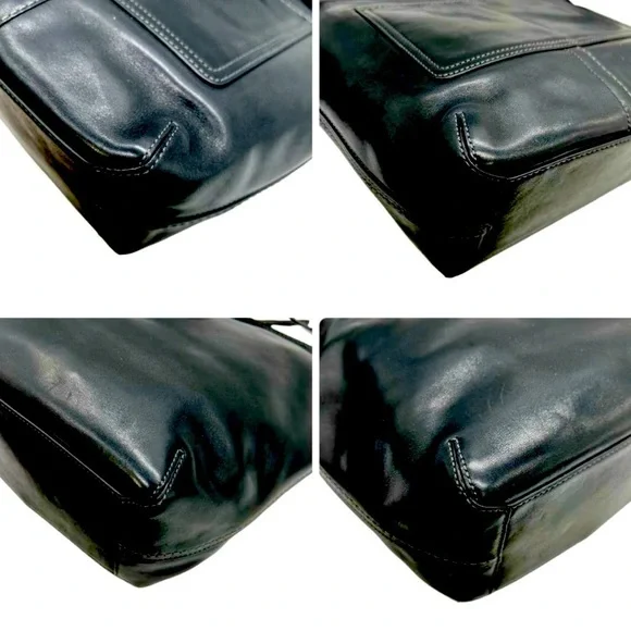 COACH Vintage Slim Duffle Sac 12376 Black Leather Shoulder Bag - Picture 5 of 8